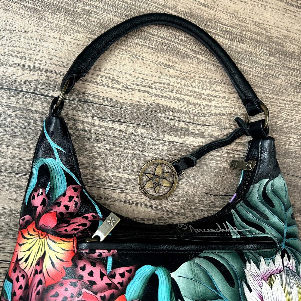 Anuschka Medium Zip Boho Island Escape Black Shou… - image 5